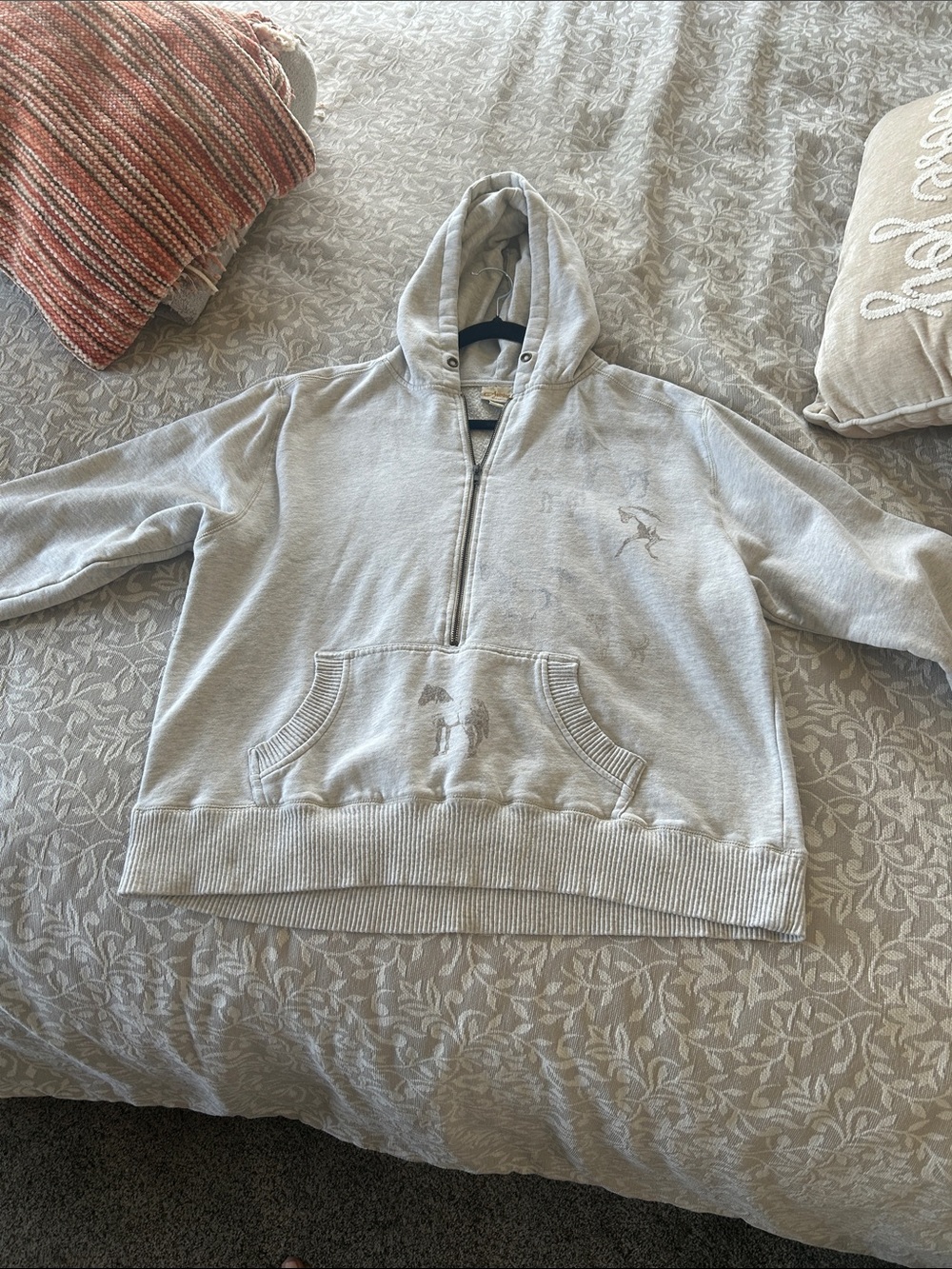Artisan Light Gray Half-Zip Hoodie with Kangaroo Pocket